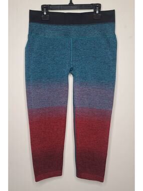 Athleta Relay Capri red blue gradient ombre leggings - medium